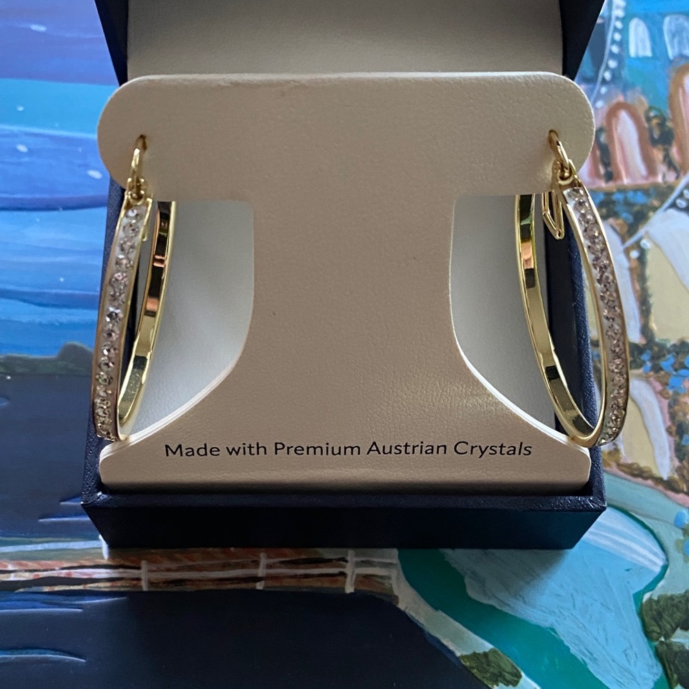 Elegant Gold Hoop Earrings with Austrian Crystals